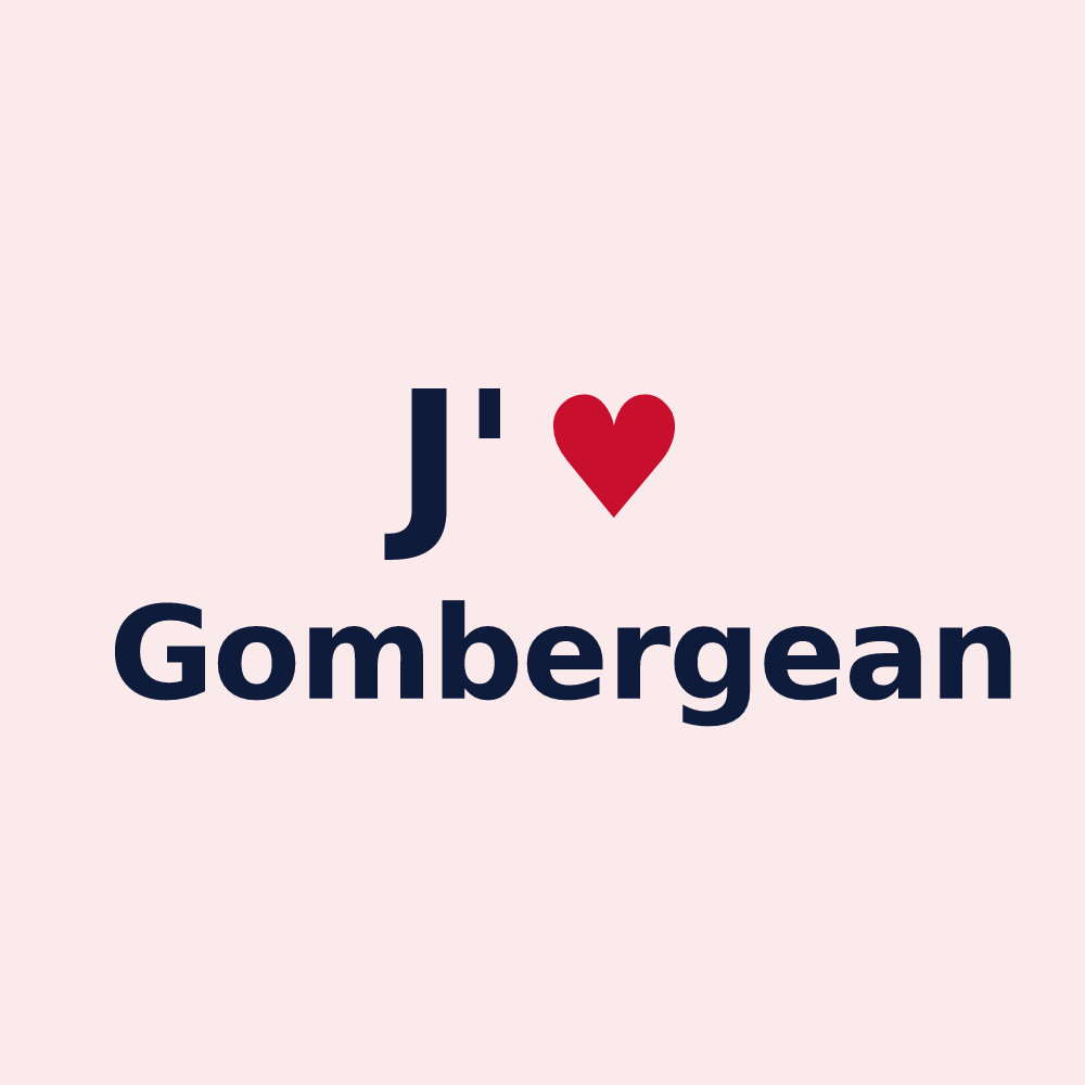 Magnet personnalisé Gombergean — design « J'aime Gombergean » imprimé sur le magnet