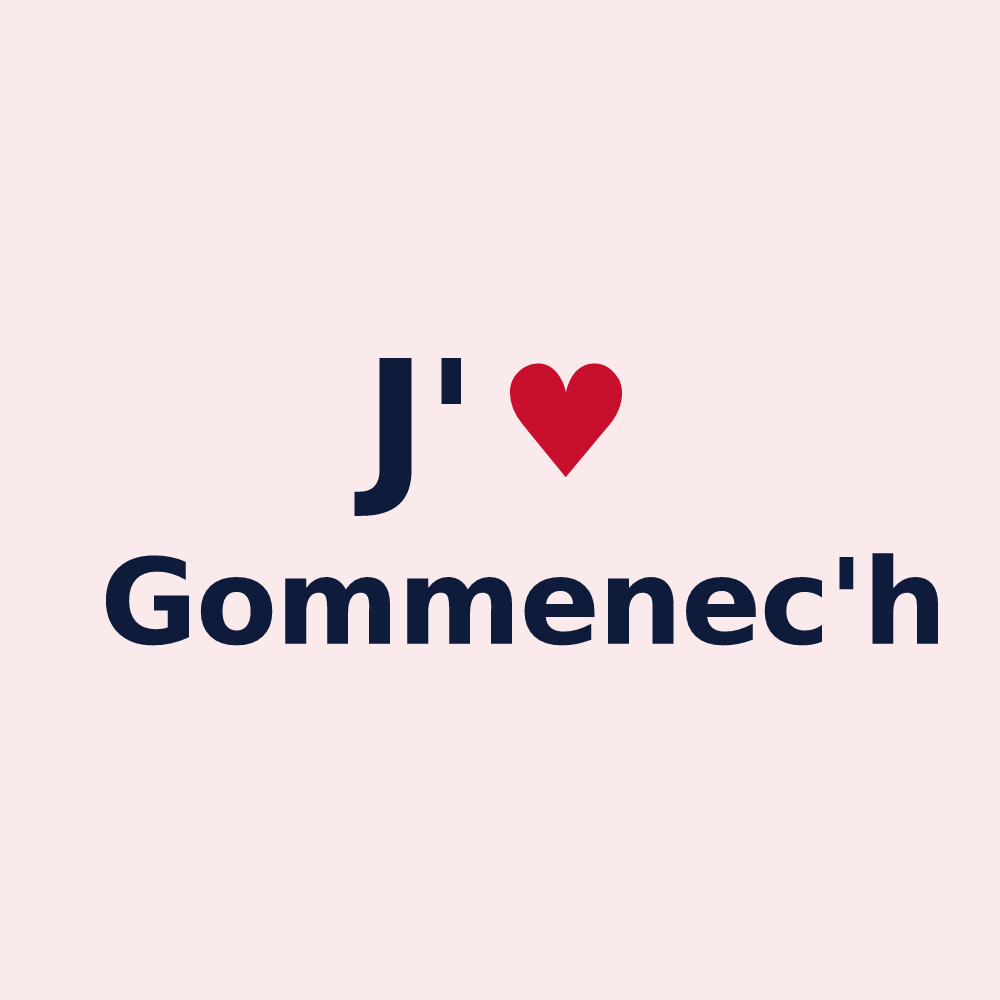 Magnet personnalisé Gommenec'h — design « J'aime Gommenec'h » imprimé sur le magnet