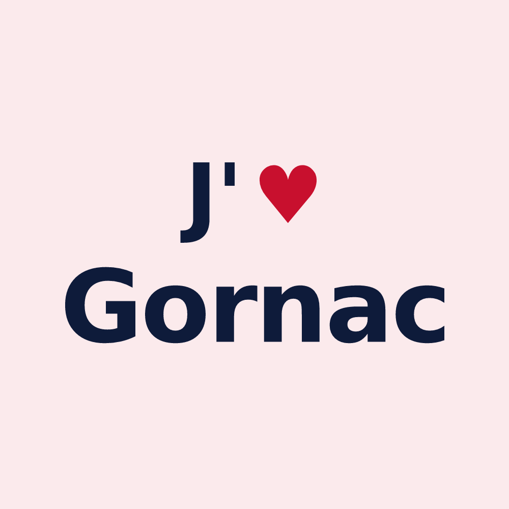 Magnet personnalisé Gornac — design « J'aime Gornac » imprimé sur le magnet