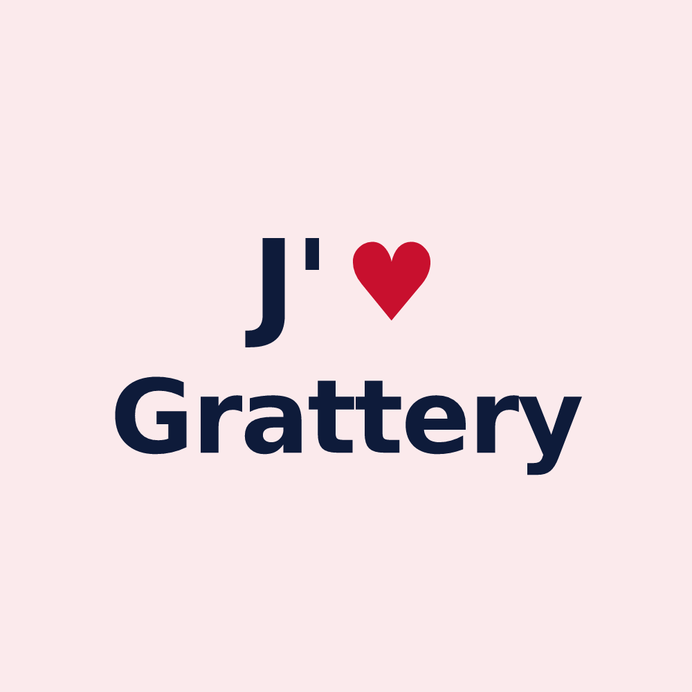 Magnet personnalisé Grattery — design « J'aime Grattery » imprimé sur le magnet