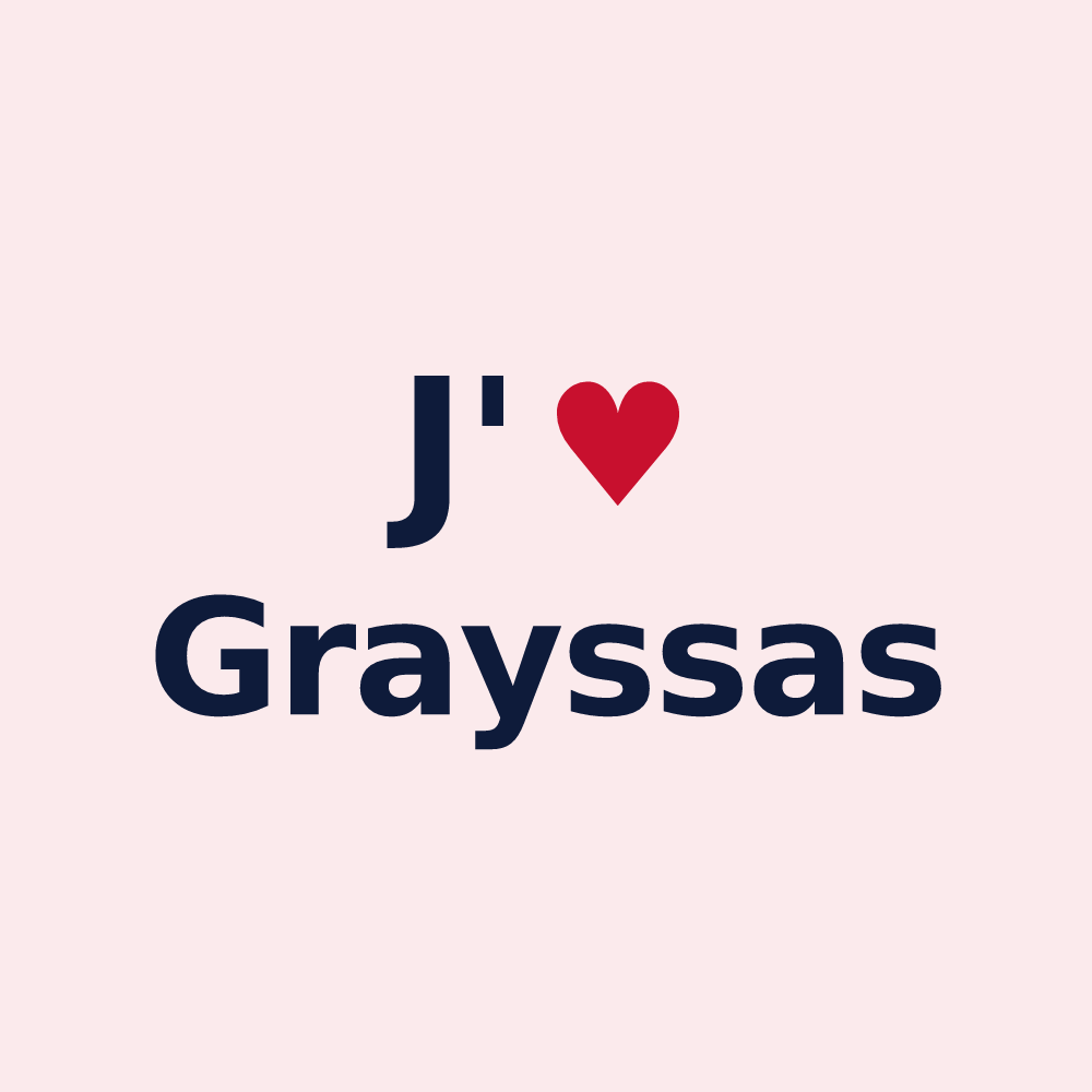 Magnet personnalisé Grayssas — design « J'aime Grayssas » imprimé sur le magnet
