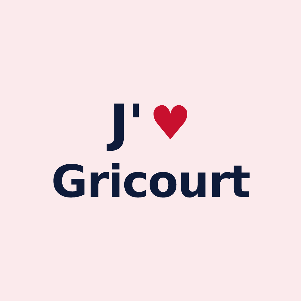 Magnet personnalisé Gricourt — design « J'aime Gricourt » imprimé sur le magnet