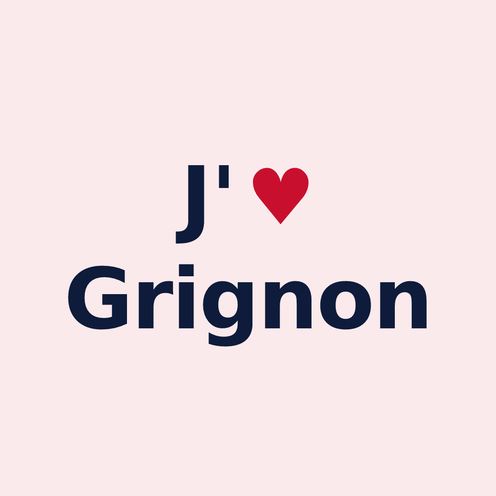 Magnet personnalisé Grignon — design « J'aime Grignon » imprimé sur le magnet
