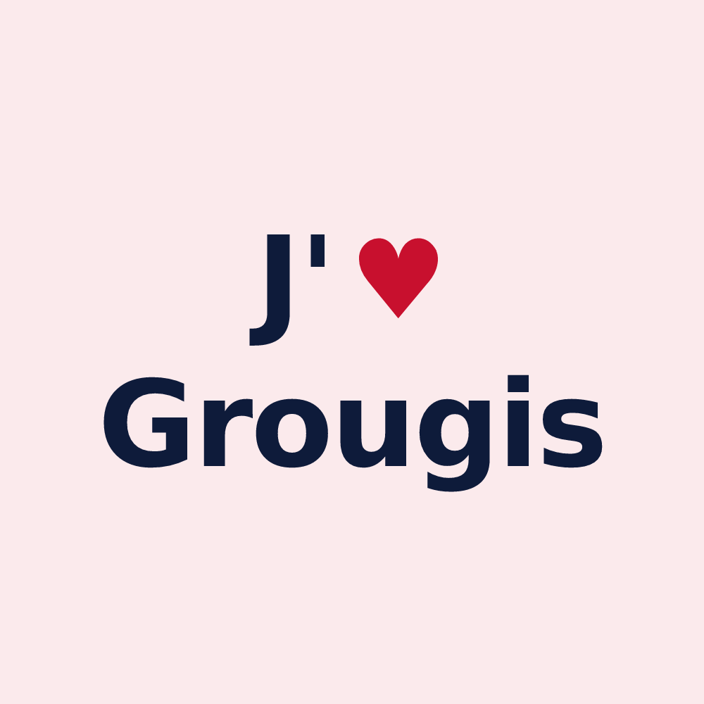 Magnet personnalisé Grougis — design « J'aime Grougis » imprimé sur le magnet