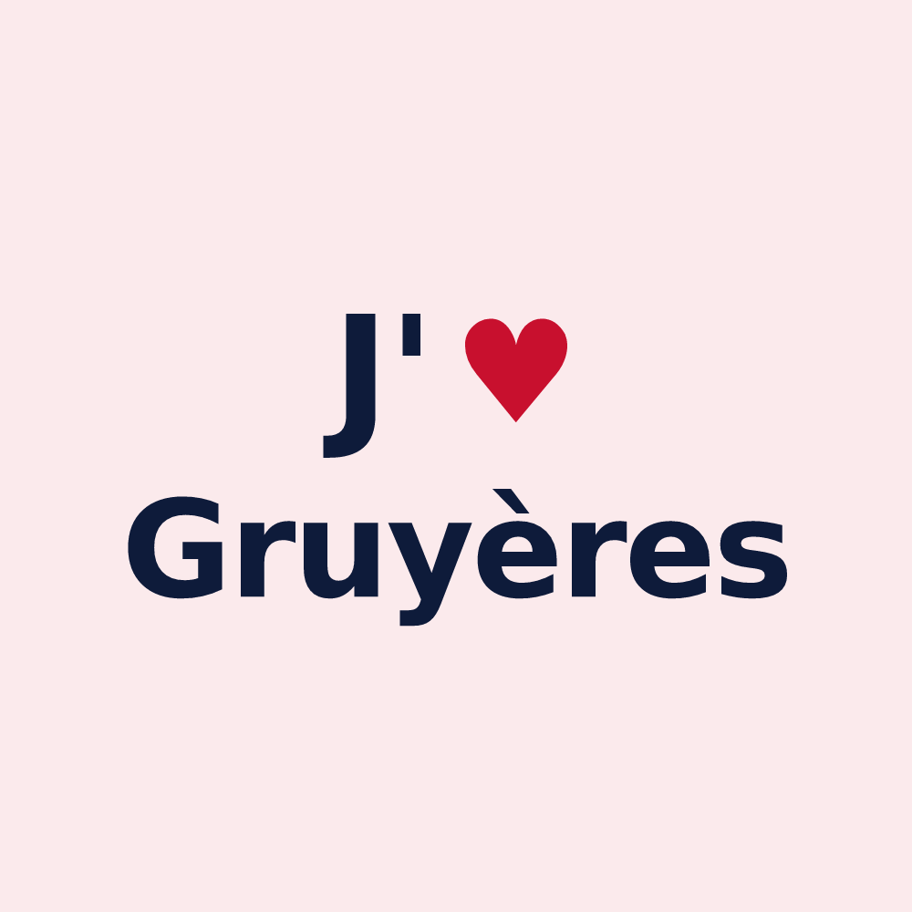 Magnet personnalisé Gruyères — design « J'aime Gruyères » imprimé sur le magnet