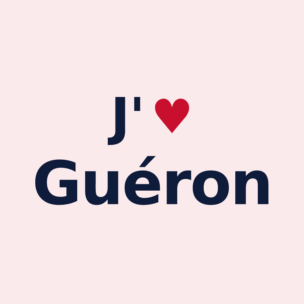 Magnet personnalisé Guéron — design « J'aime Guéron » imprimé sur le magnet