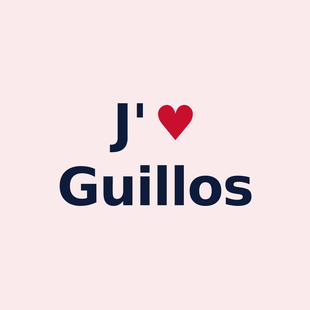 Magnet personnalisé Guillos — design « J'aime Guillos » imprimé sur le magnet
