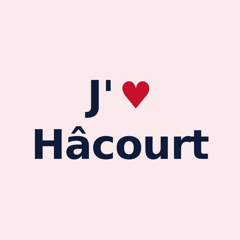 Magnet personnalisé Hâcourt — design « J'aime Hâcourt » imprimé sur le magnet
