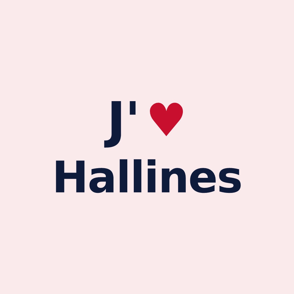 Magnet personnalisé Hallines — design « J'aime Hallines » imprimé sur le magnet