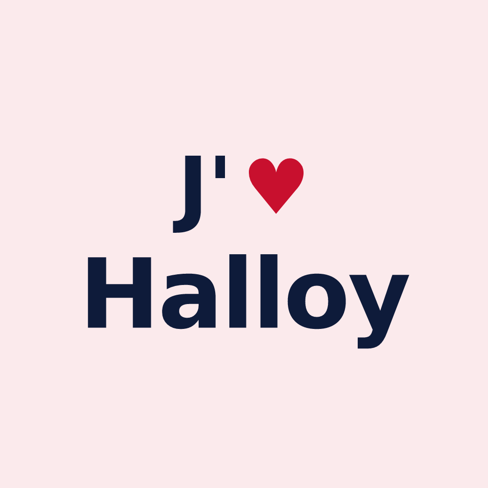 Magnet personnalisé Halloy — design J'aime Halloy