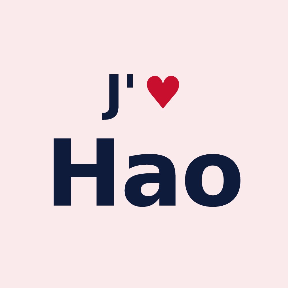 Magnet personnalisé Hao — design « J'aime Hao » imprimé sur le magnet
