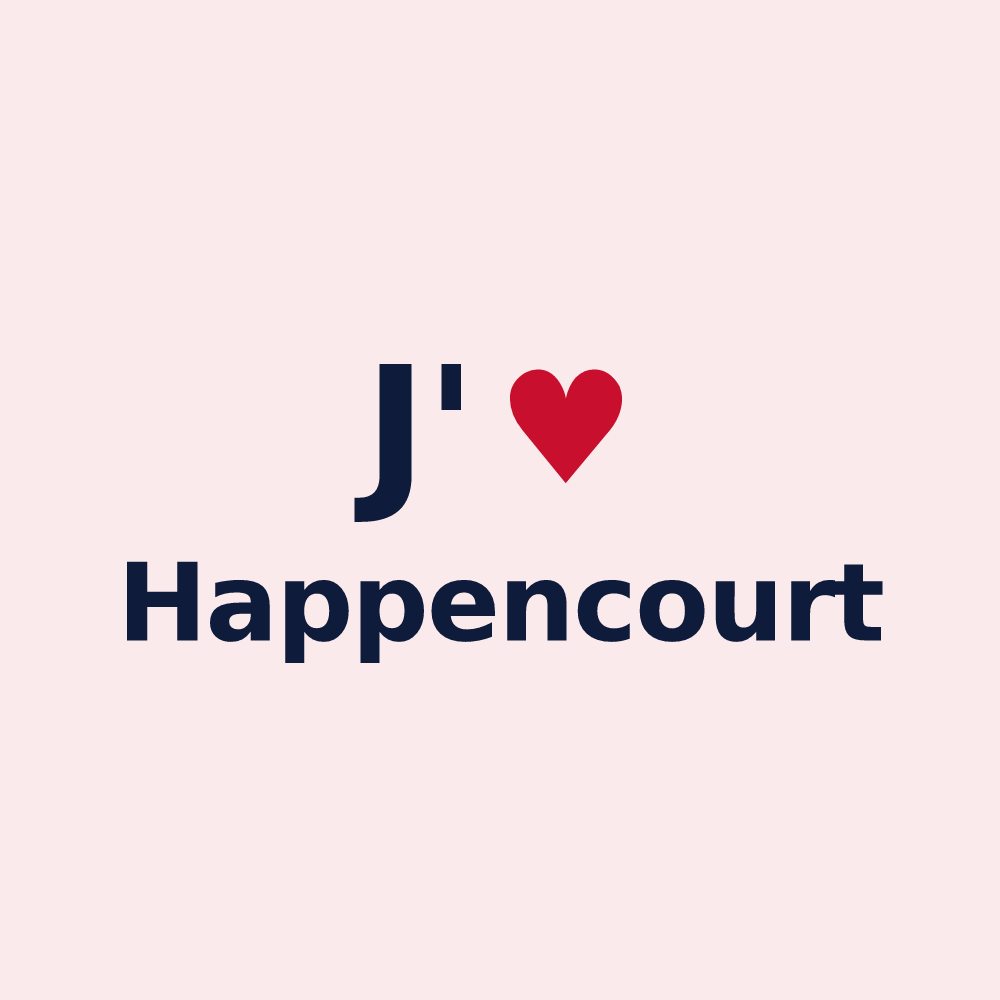 Magnet personnalisé Happencourt — design « J'aime Happencourt » imprimé sur le magnet