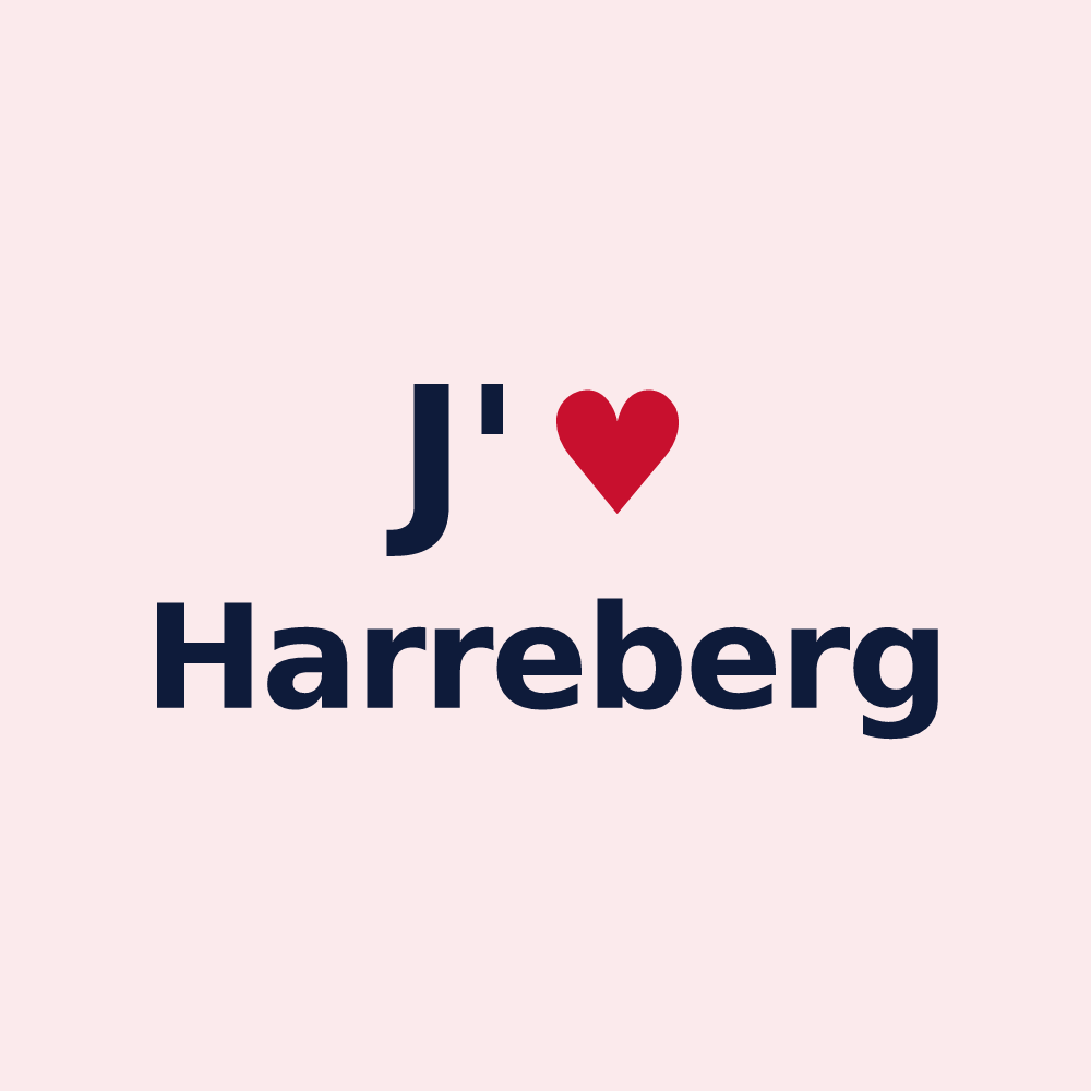 Magnet personnalisé Harreberg — design « J'aime Harreberg » imprimé sur le magnet
