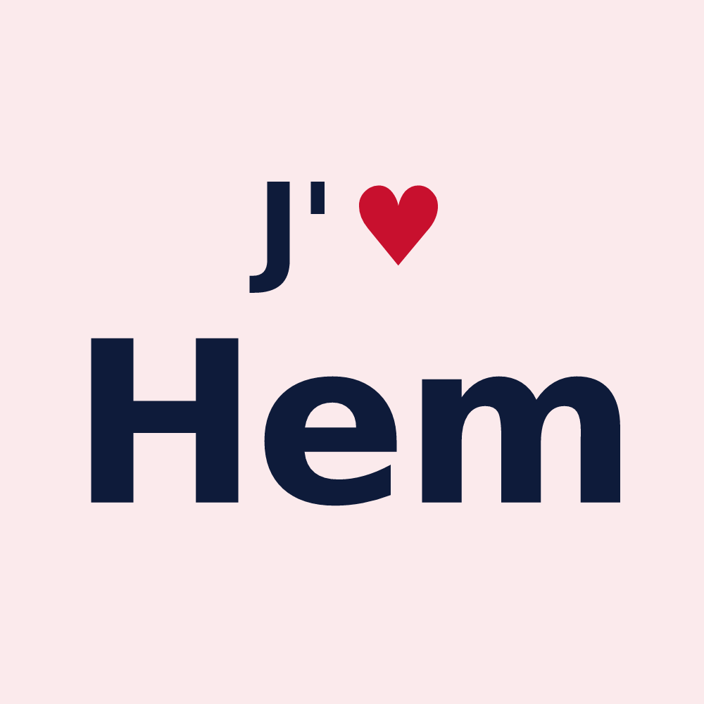 Magnet personnalisé Hem — design « J'aime Hem » imprimé sur le magnet