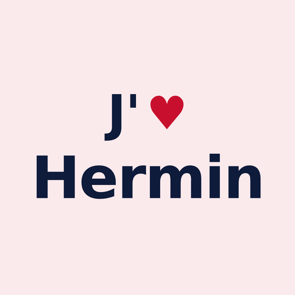 Magnet personnalisé Hermin — design « J'aime Hermin » imprimé sur le magnet