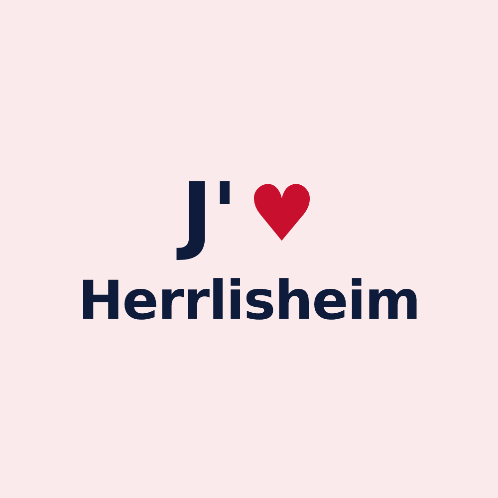 Magnet personnalisé Herrlisheim — design « J'aime Herrlisheim » imprimé sur le magnet