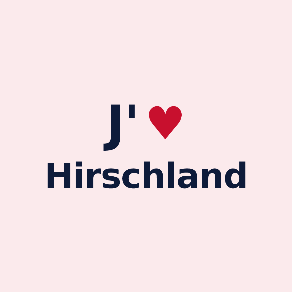 Magnet personnalisé Hirschland — design J'aime Hirschland