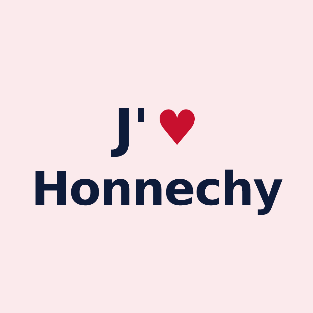 Magnet personnalisé Honnechy — design « J'aime Honnechy » imprimé sur le magnet