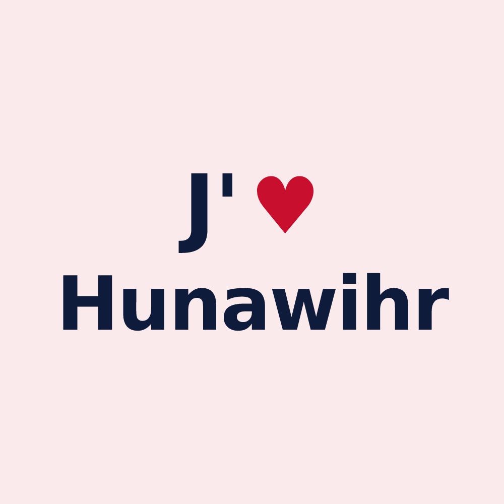 Magnet personnalisé Hunawihr — design « J'aime Hunawihr » imprimé sur le magnet