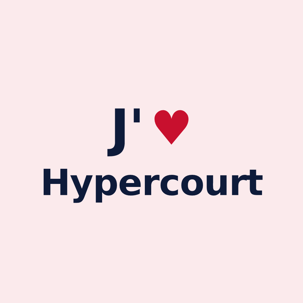 Magnet personnalisé Hypercourt — design « J'aime Hypercourt » imprimé sur le magnet