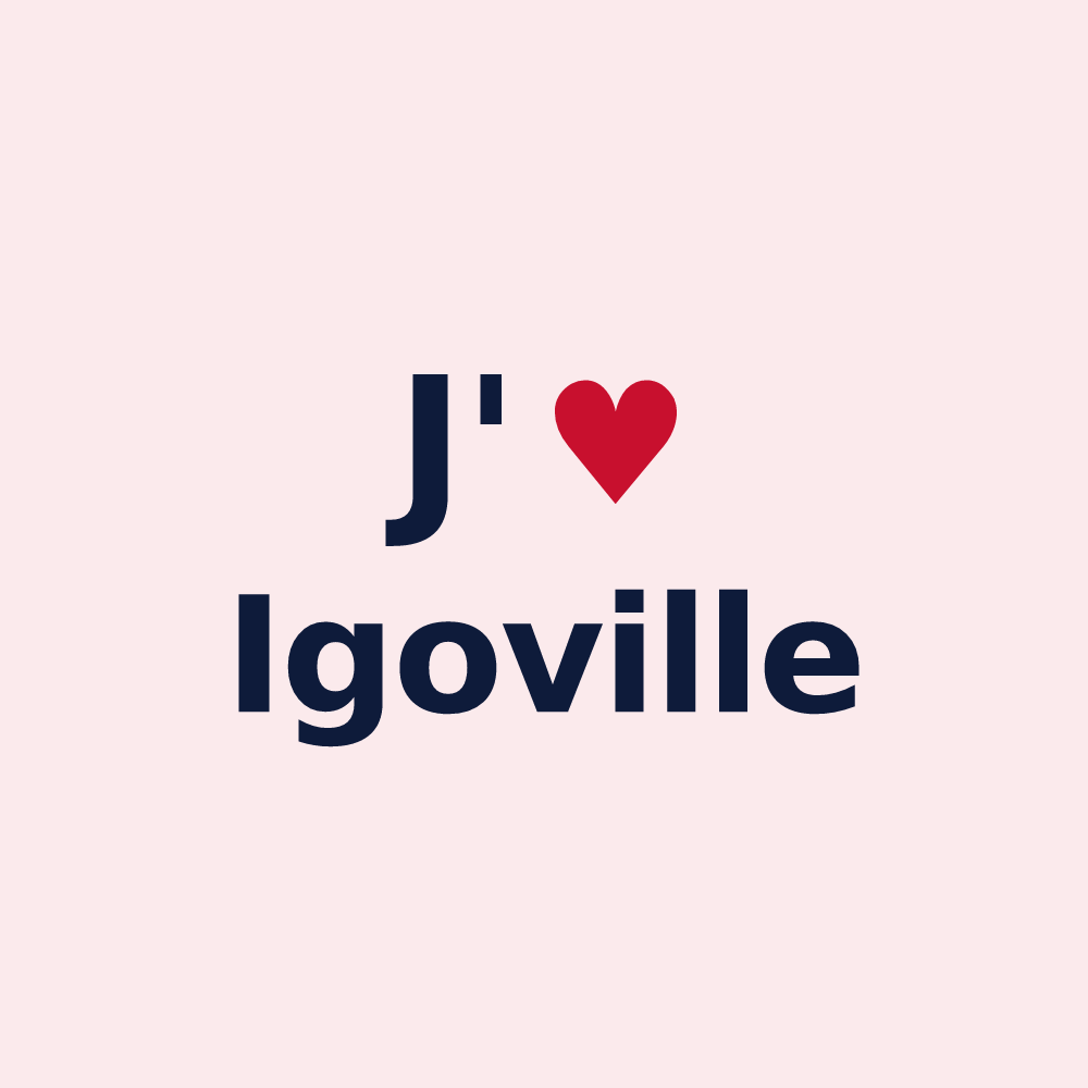 Magnet personnalisé Igoville — design « J'aime Igoville » imprimé sur le magnet