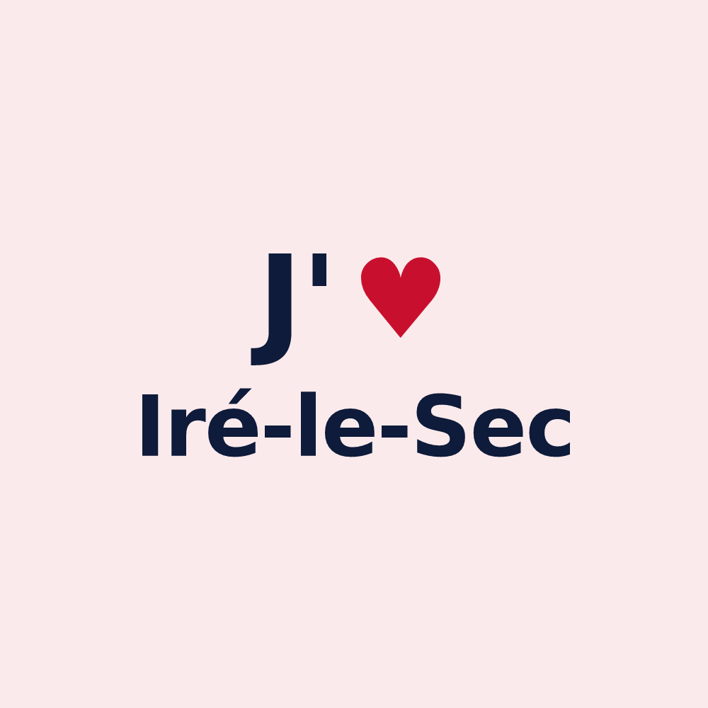 Magnet personnalisé Iré-le-Sec — design J'aime Iré-le-Sec