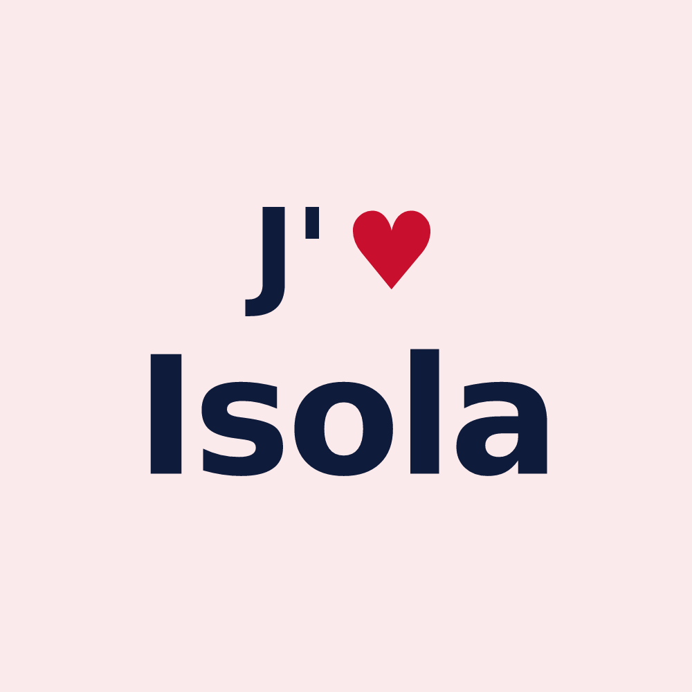 Magnet personnalisé Isola — design « J'aime Isola » imprimé sur le magnet