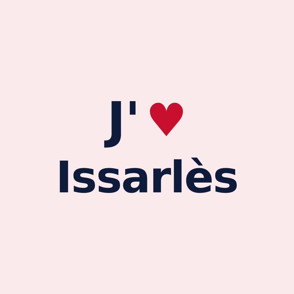Magnet personnalisé Issarlès — design « J'aime Issarlès » imprimé sur le magnet