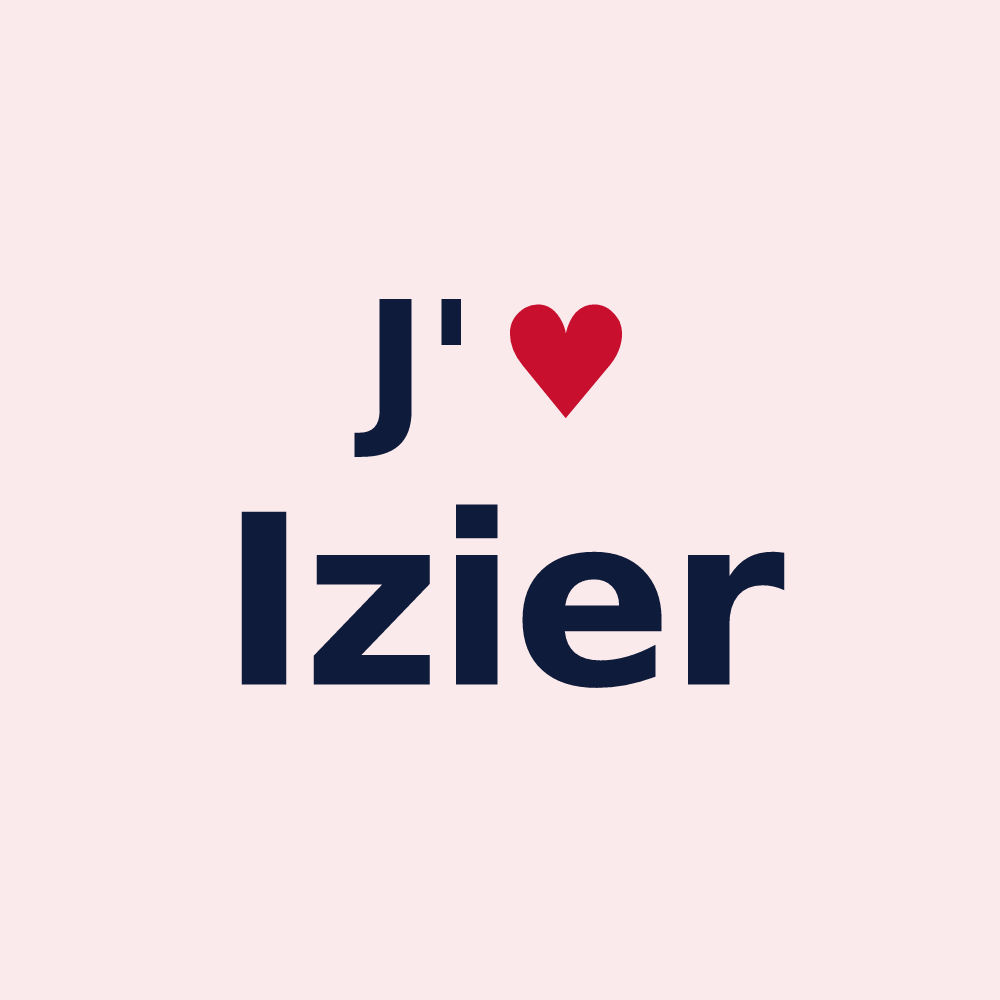 Magnet personnalisé Izier — design « J'aime Izier » imprimé sur le magnet