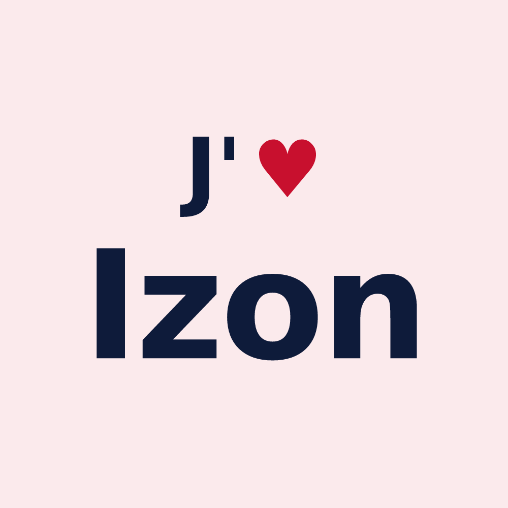 Magnet personnalisé Izon — design « J'aime Izon » imprimé sur le magnet