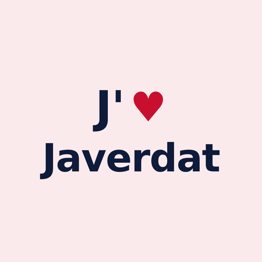 Magnet personnalisé Javerdat — design « J'aime Javerdat » imprimé sur le magnet