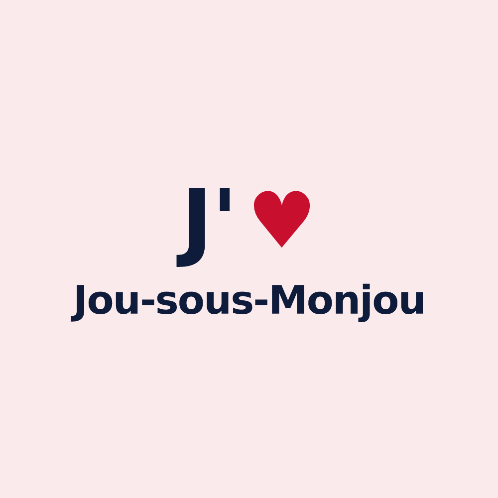 Magnet personnalisé Jou-sous-Monjou — design « J'aime Jou-sous-Monjou » imprimé sur le magnet
