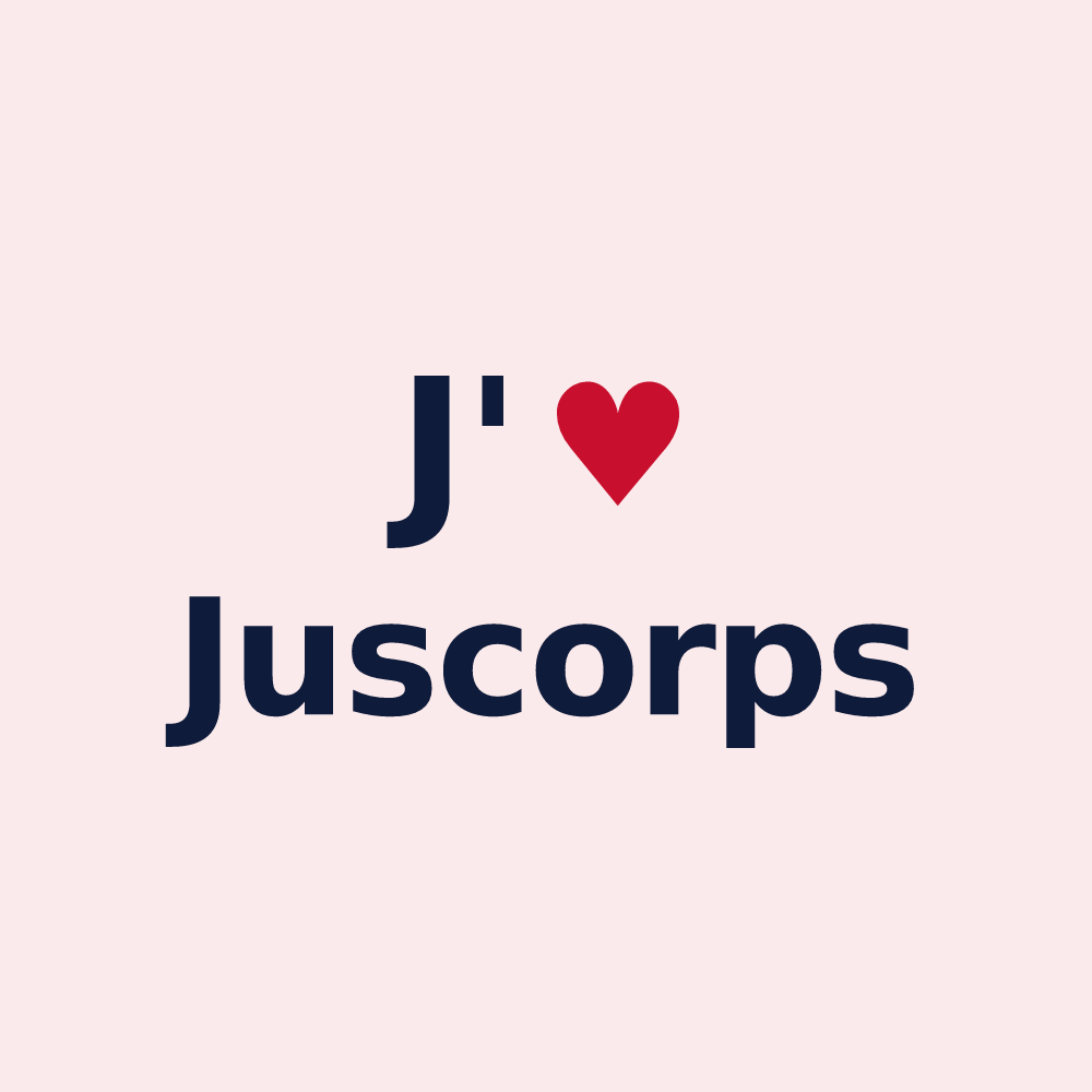 Magnet personnalisé Juscorps — design « J'aime Juscorps » imprimé sur le magnet