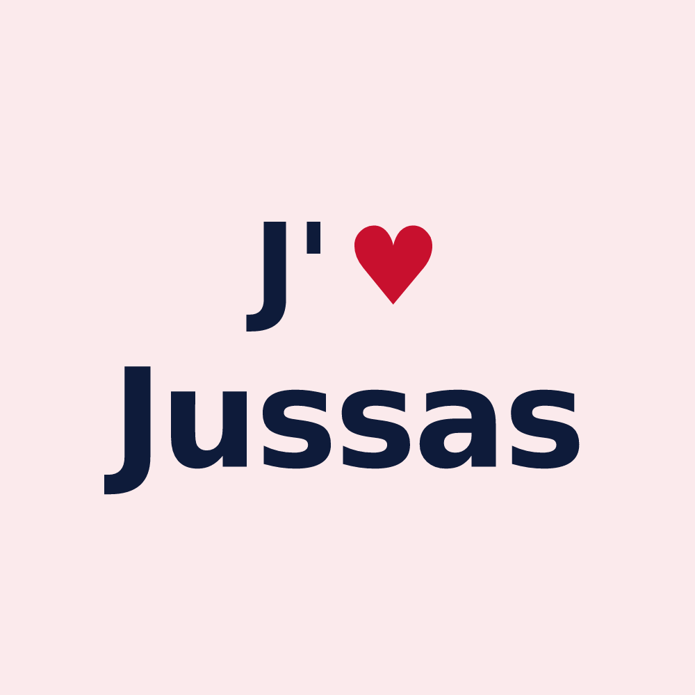 Magnet personnalisé Jussas — design J'aime Jussas