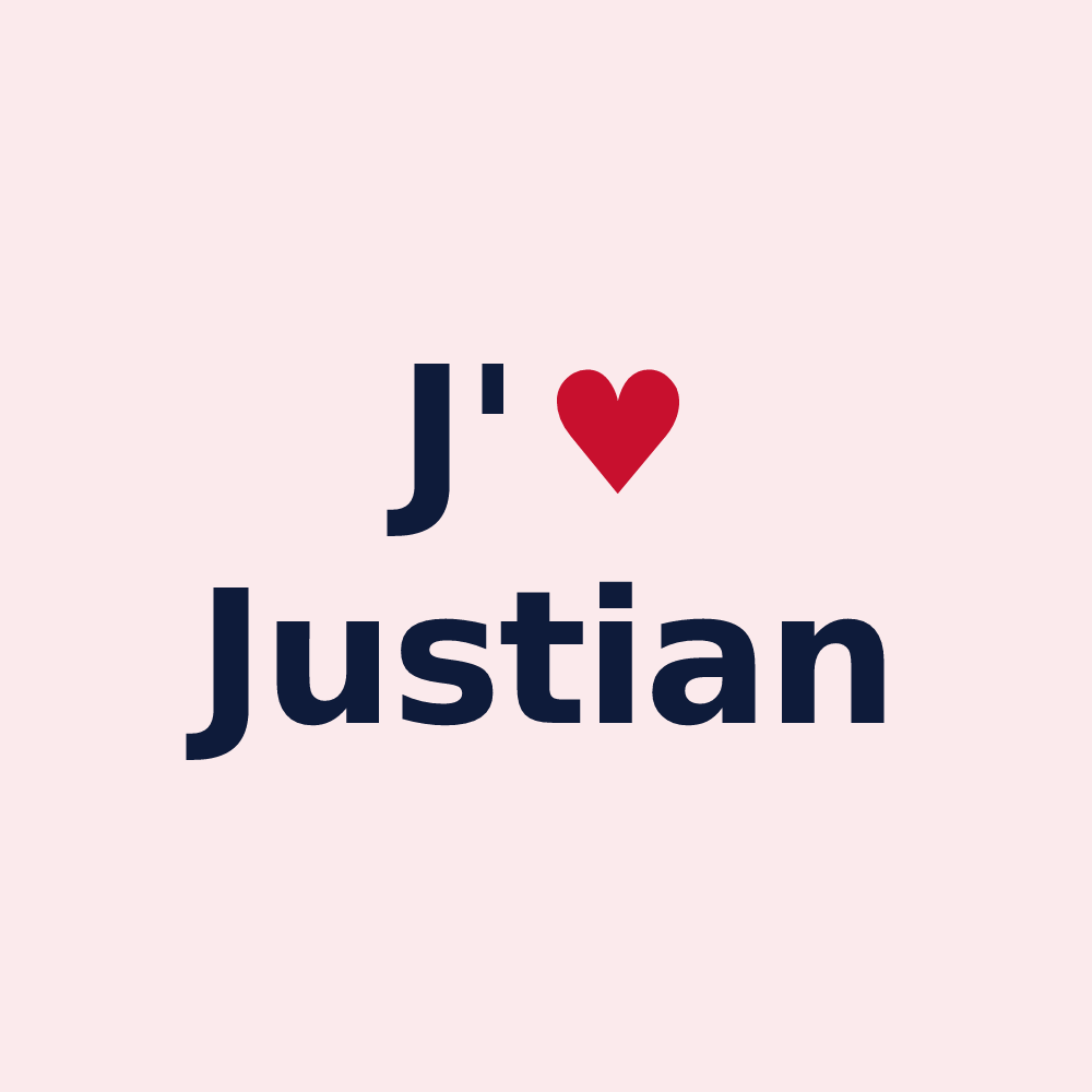 Magnet personnalisé Justian — design J'aime Justian