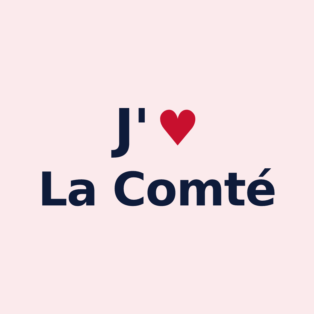 Magnet personnalisé La Comté — design « J'aime La Comté » imprimé sur le magnet