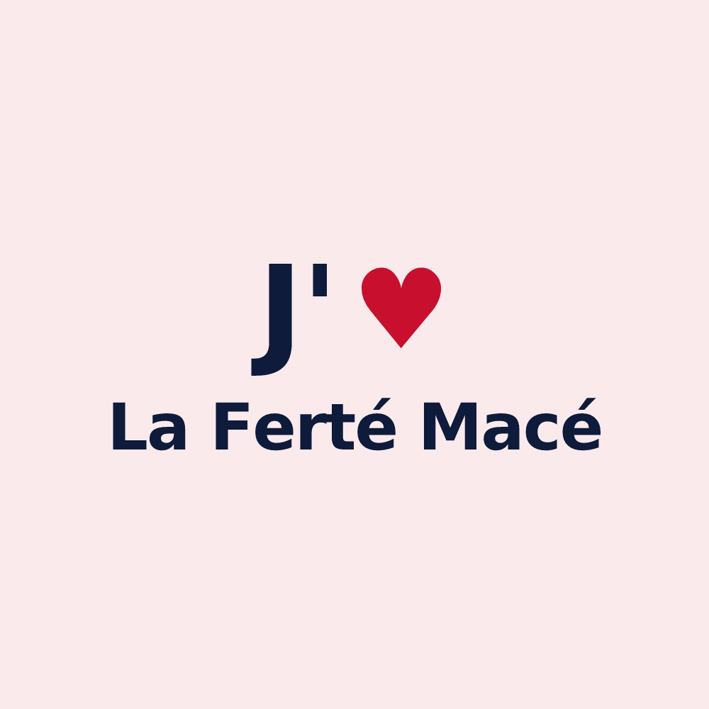 Magnet personnalisé La Ferté Macé — design J'aime La Ferté Macé
