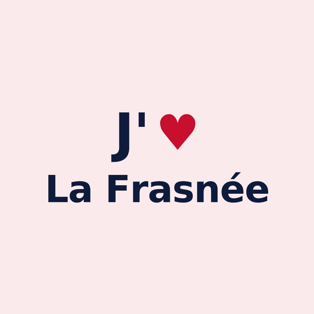 Magnet personnalisé La Frasnée — design « J'aime La Frasnée » imprimé sur le magnet