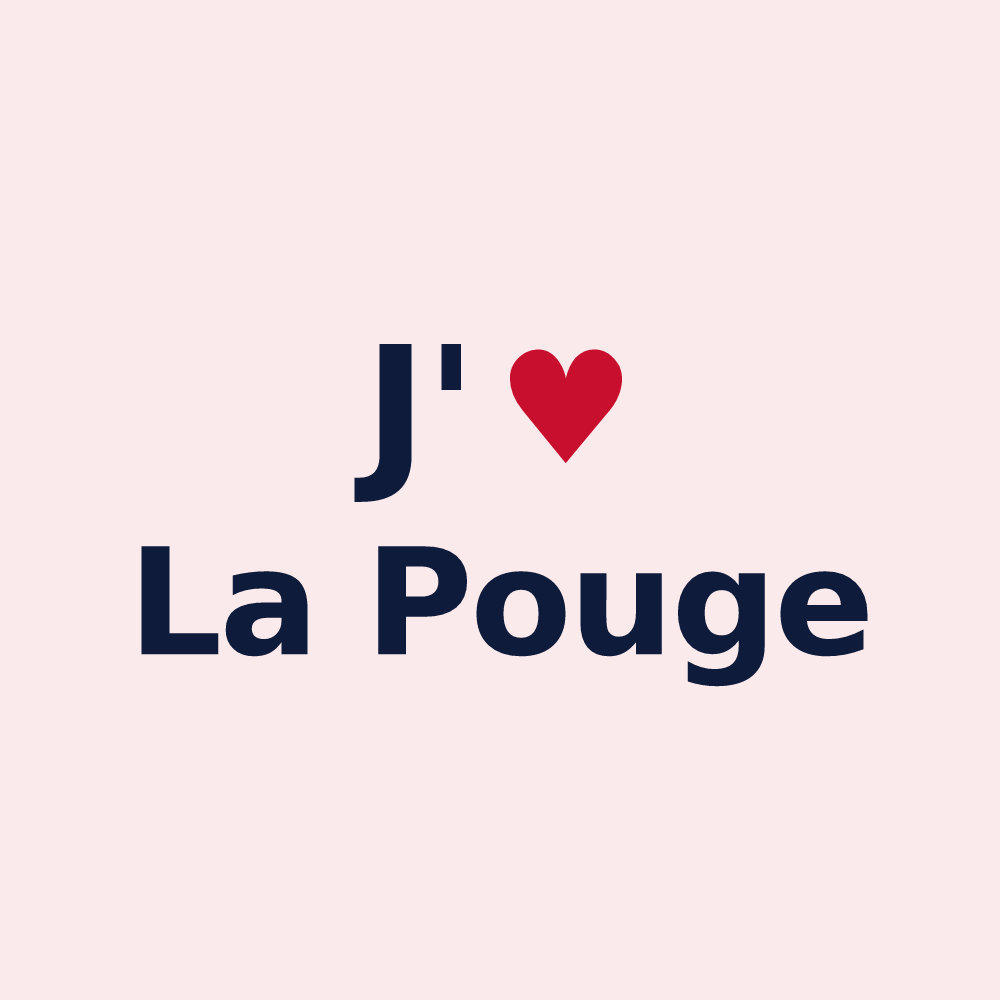 Magnet personnalisé La Pouge — design « J'aime La Pouge » imprimé sur le magnet