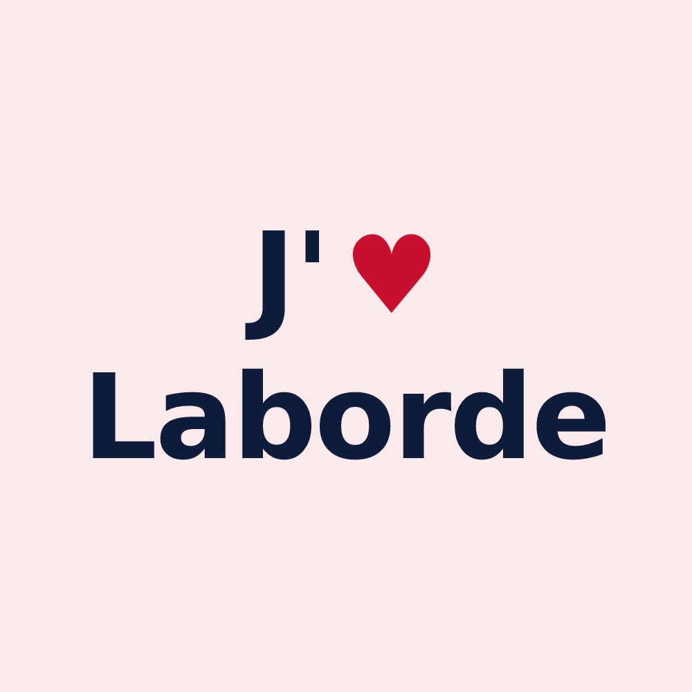 Magnet personnalisé Laborde — design « J'aime Laborde » imprimé sur le magnet