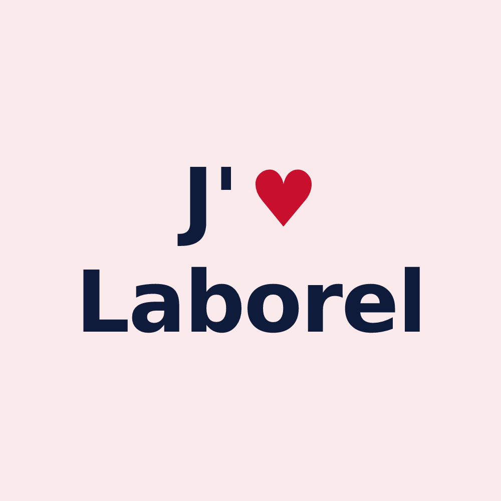 Magnet personnalisé Laborel — design « J'aime Laborel » imprimé sur le magnet