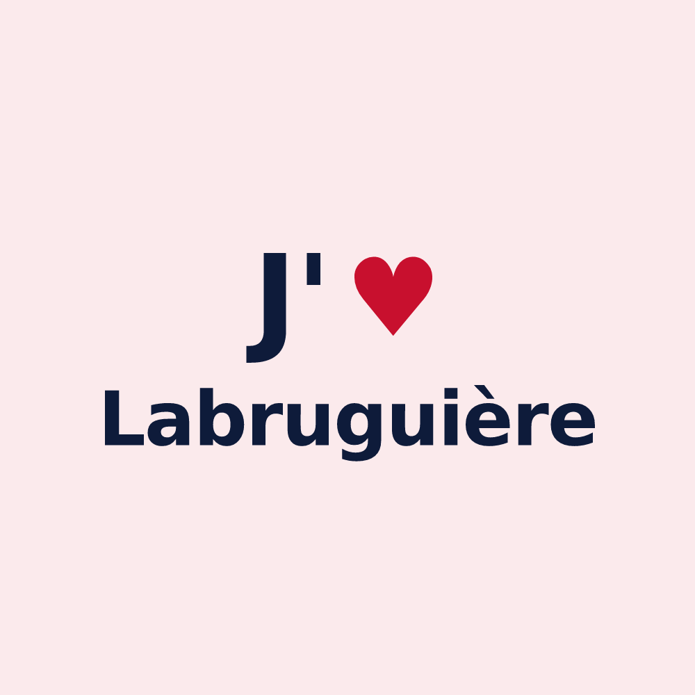 Magnet personnalisé Labruguière — design « J'aime Labruguière » imprimé sur le magnet