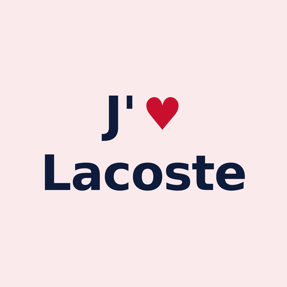 Magnet personnalisé Lacoste — design « J'aime Lacoste » imprimé sur le magnet
