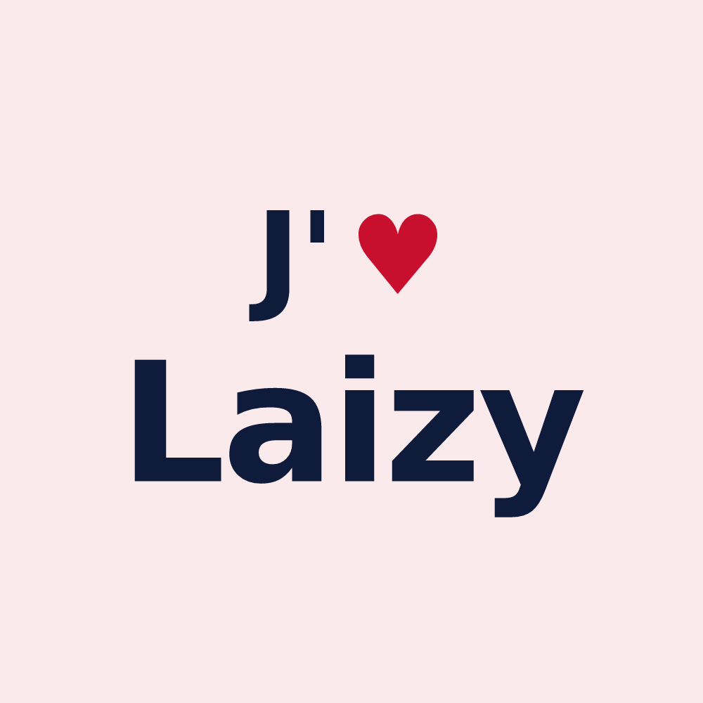 Magnet personnalisé Laizy — design « J'aime Laizy » imprimé sur le magnet