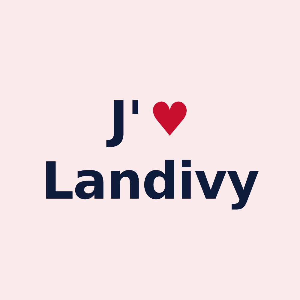 Magnet personnalisé Landivy — design « J'aime Landivy » imprimé sur le magnet