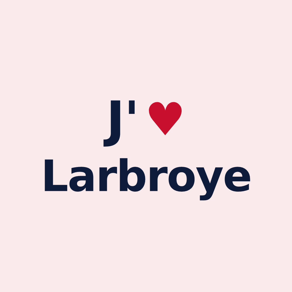 Magnet personnalisé Larbroye — design « J'aime Larbroye » imprimé sur le magnet