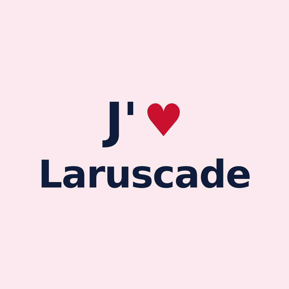 Magnet personnalisé Laruscade — design « J'aime Laruscade » imprimé sur le magnet