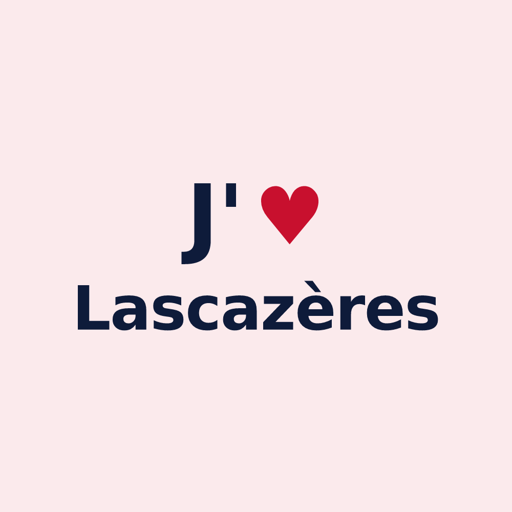 Magnet personnalisé Lascazères — design « J'aime Lascazères » imprimé sur le magnet