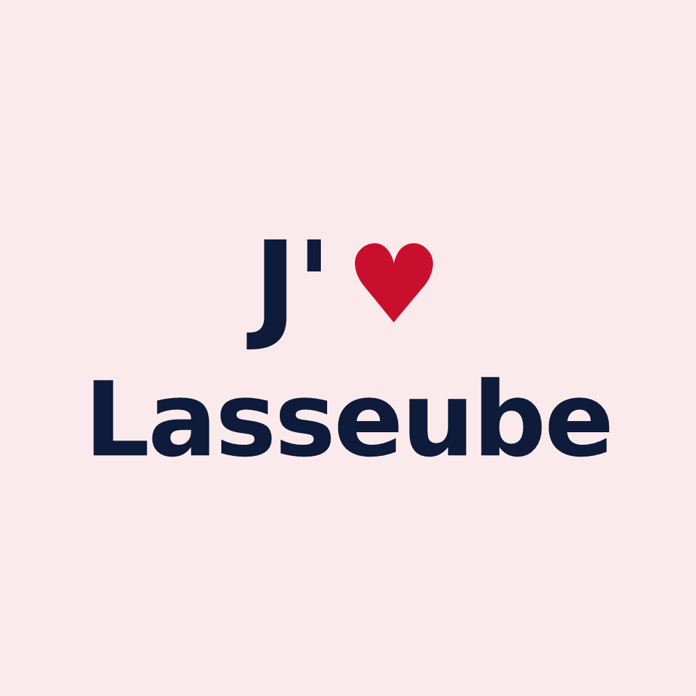 Magnet personnalisé Lasseube — design « J'aime Lasseube » imprimé sur le magnet