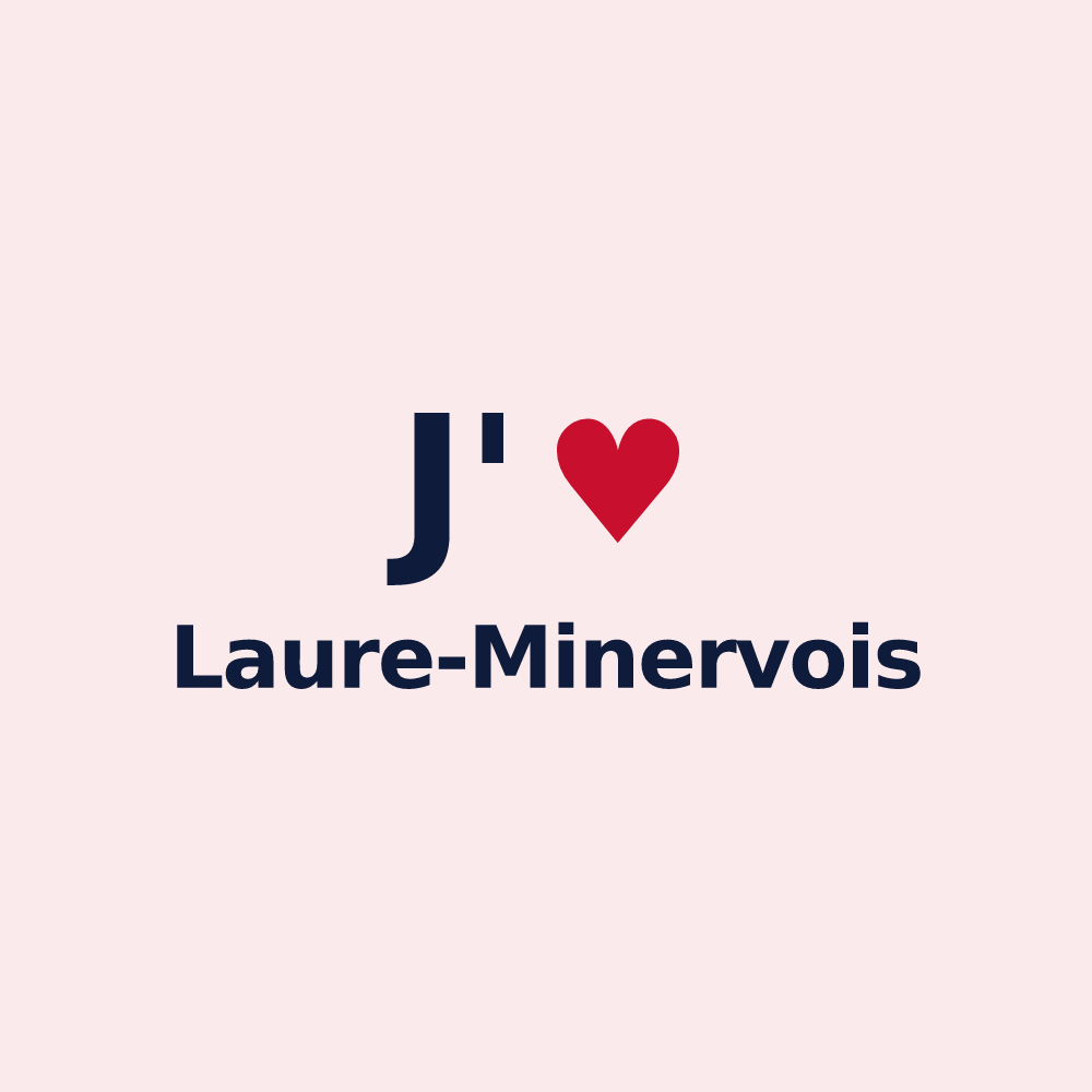 Magnet personnalisé Laure-Minervois — design « J'aime Laure-Minervois » imprimé sur le magnet